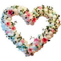 Белое сердце с цветами